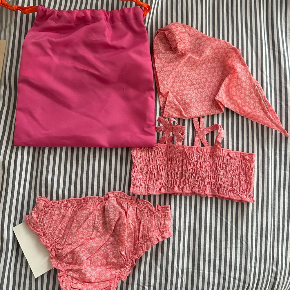 Du Pareil Au Meme baby girls bathing suit and scarf gift set sz 12-18 mos NWT - Picture 2 of 2